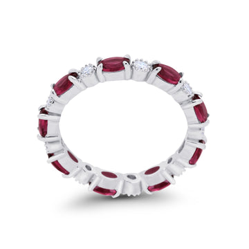 Full Eternity Band Oval Round Simulated Ruby CZ 925 Sterling Silver